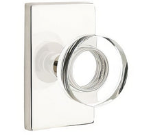 Emtek 5112MDCUS Modern Disc Crystal Knob 2-3/8" Backset Passage with Modern Rectangular Rose.