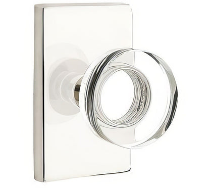 Emtek 5112MDCUS Modern Disc Crystal Knob 2-3/8" Backset Passage with Modern Rectangular Rose.