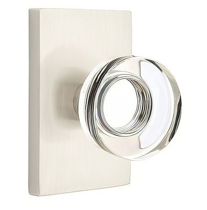 Emtek 5112MDCUS Modern Disc Crystal Knob 2-3/8" Backset Passage with Modern Rectangular Rose.