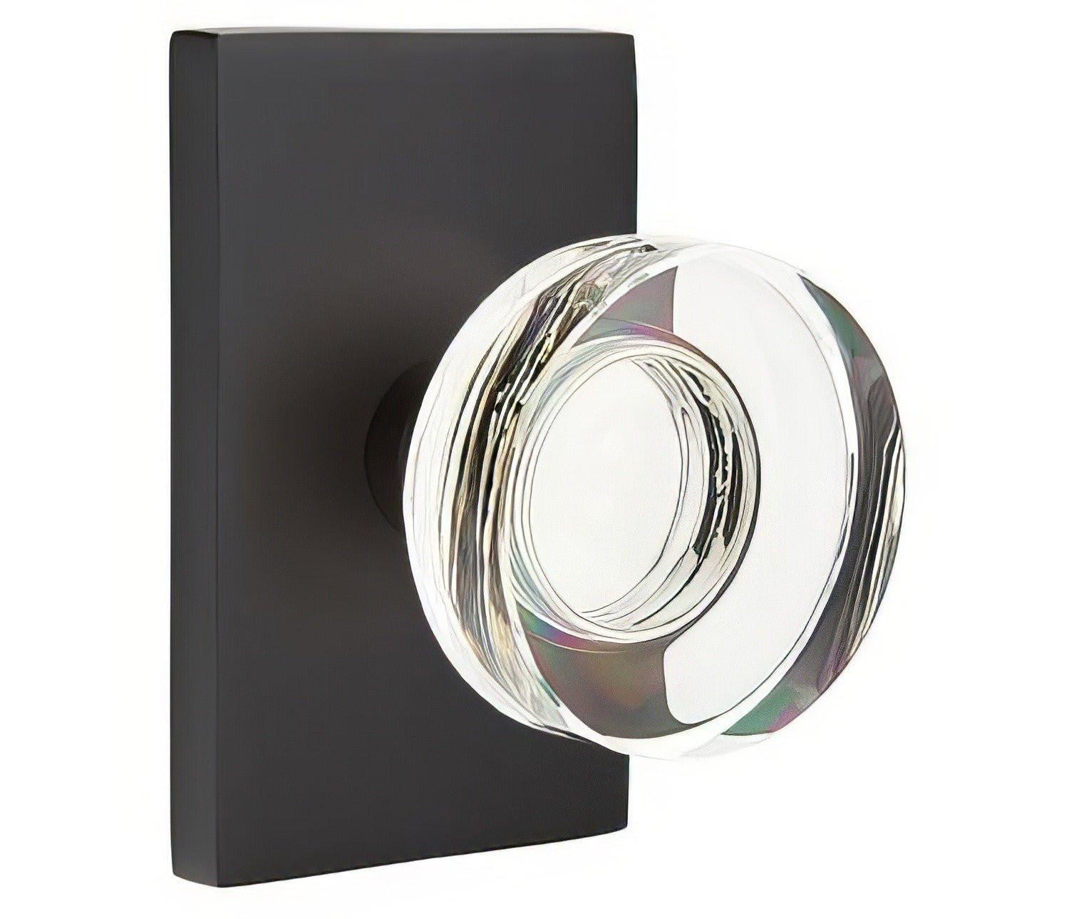 Emtek 5112MDCUS Modern Disc Crystal Knob 2-3/8" Backset Passage with Modern Rectangular Rose