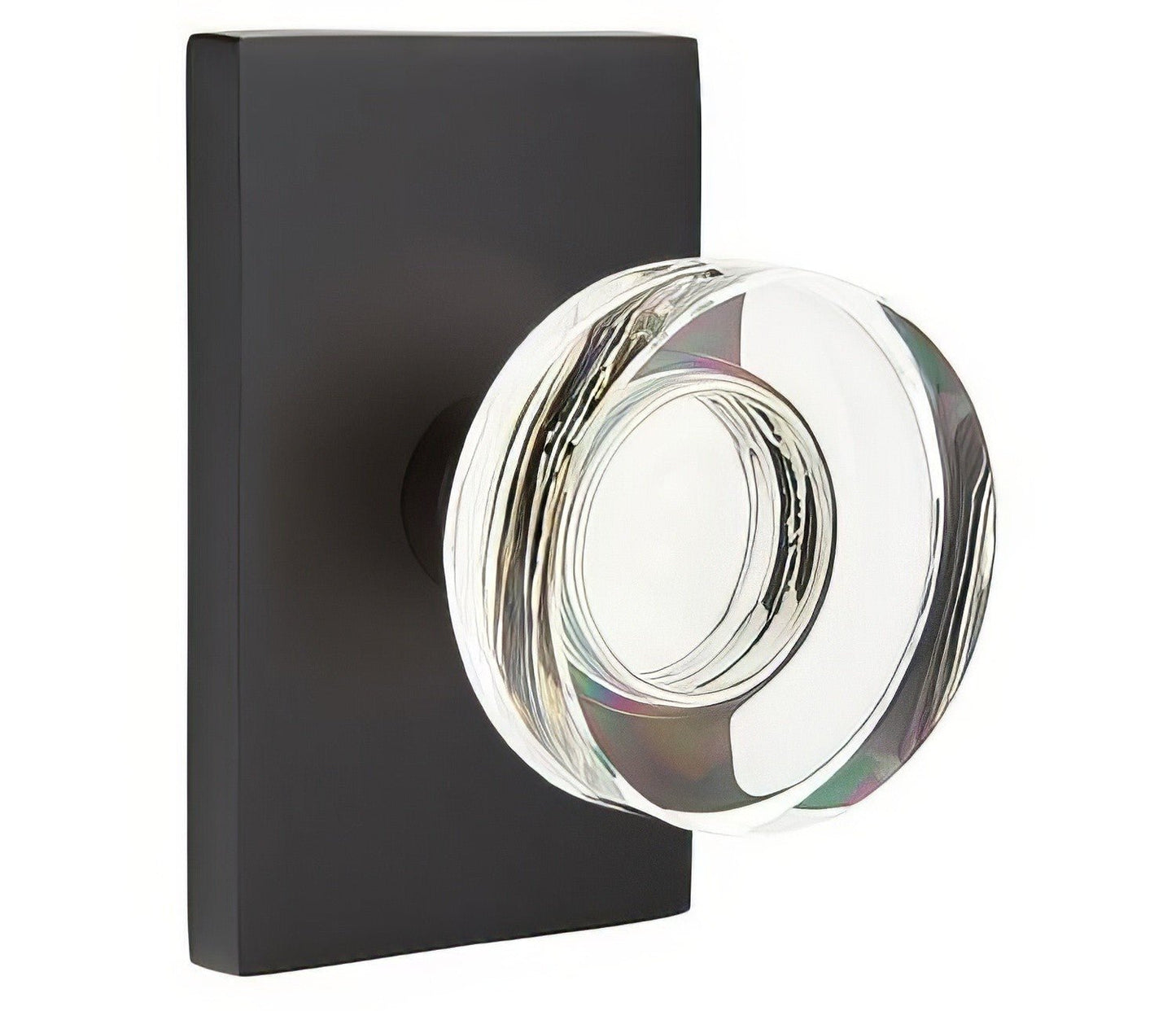 Emtek 5112MDCUS Modern Disc Crystal Knob 2-3/8" Backset Passage with Modern Rectangular Rose.