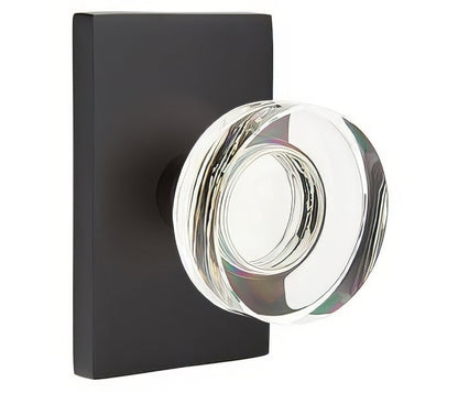 Emtek 5112MDCUS Modern Disc Crystal Knob 2-3/8" Backset Passage with Modern Rectangular Rose.