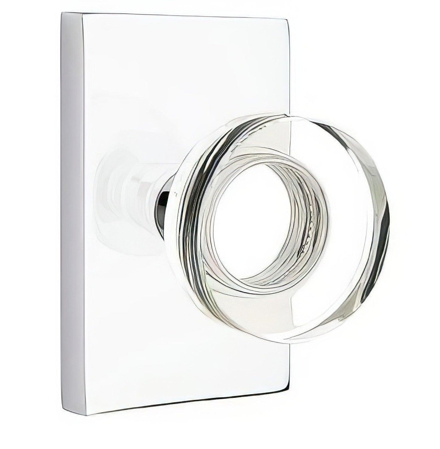 Emtek 5112MDCUS Modern Disc Crystal Knob 2-3/8" Backset Passage with Modern Rectangular Rose