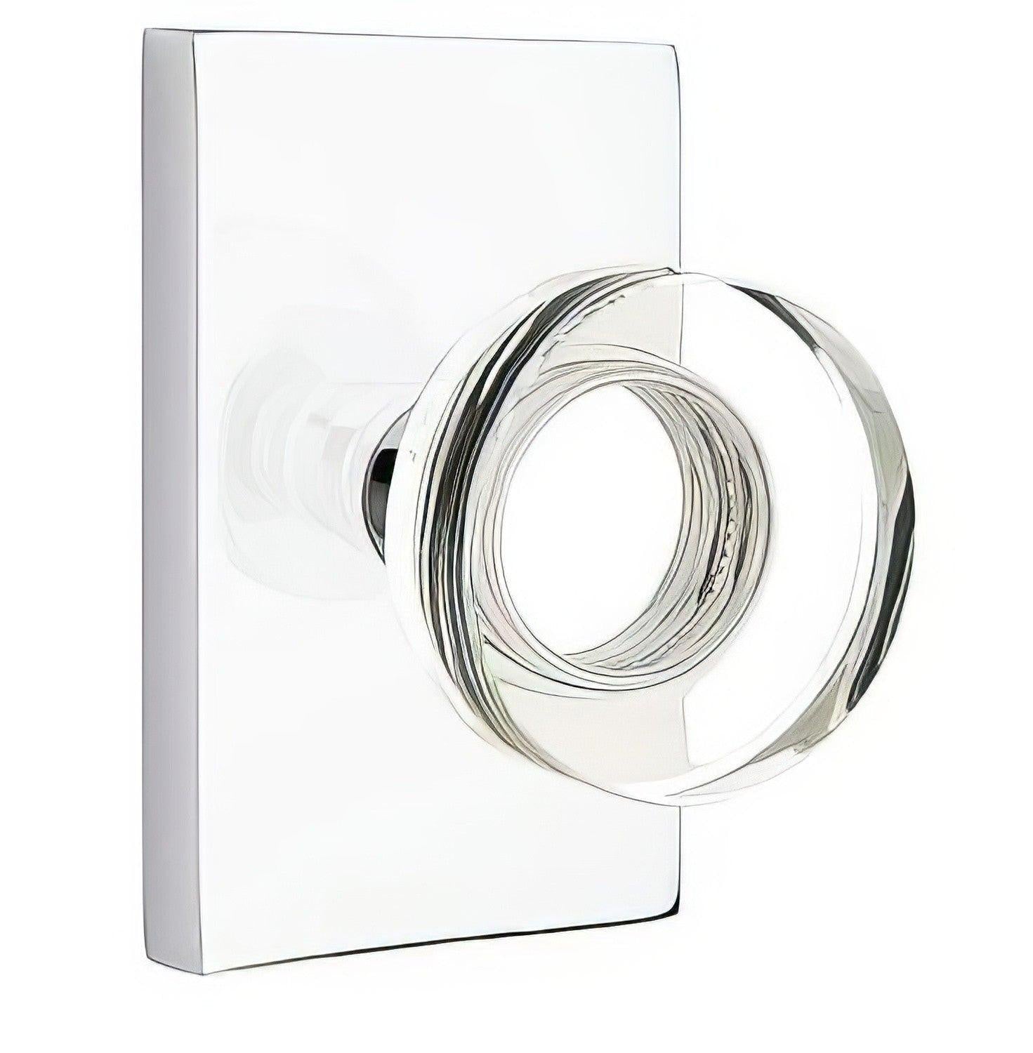 Emtek 5112MDCUS Modern Disc Crystal Knob 2-3/8" Backset Passage with Modern Rectangular Rose