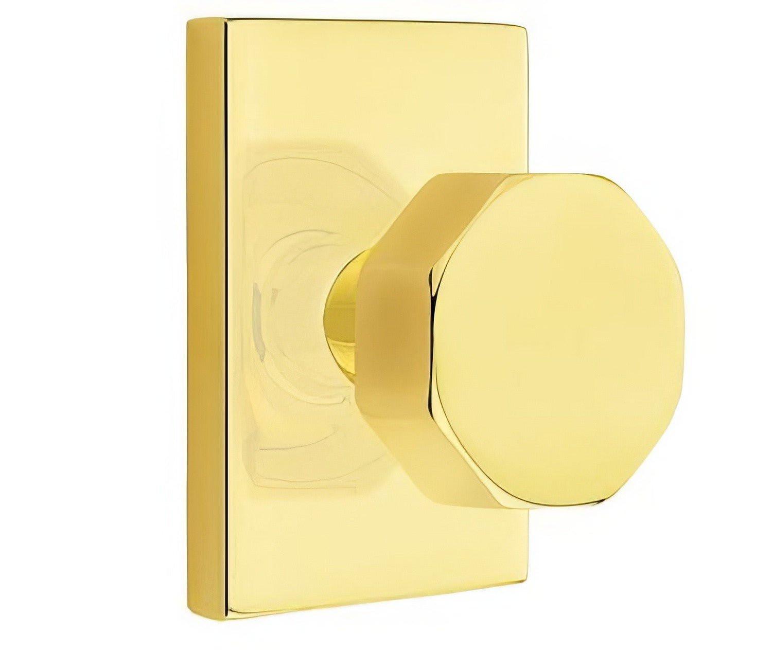 Emtek 5112OCTUS Octagon Knob 2-3/8" Backset Passage with Modern Rectangular Rose