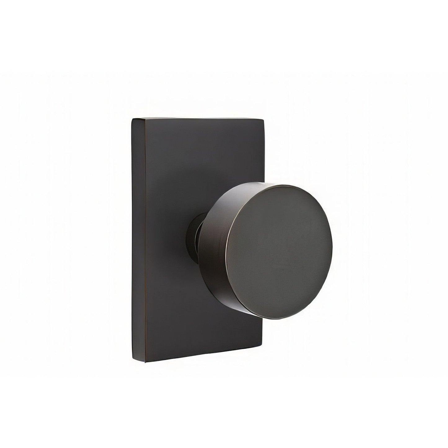 Emtek 5112ROUUS Round Knob 2-3/8" Backset Passage with Modern Rectangular Rose.