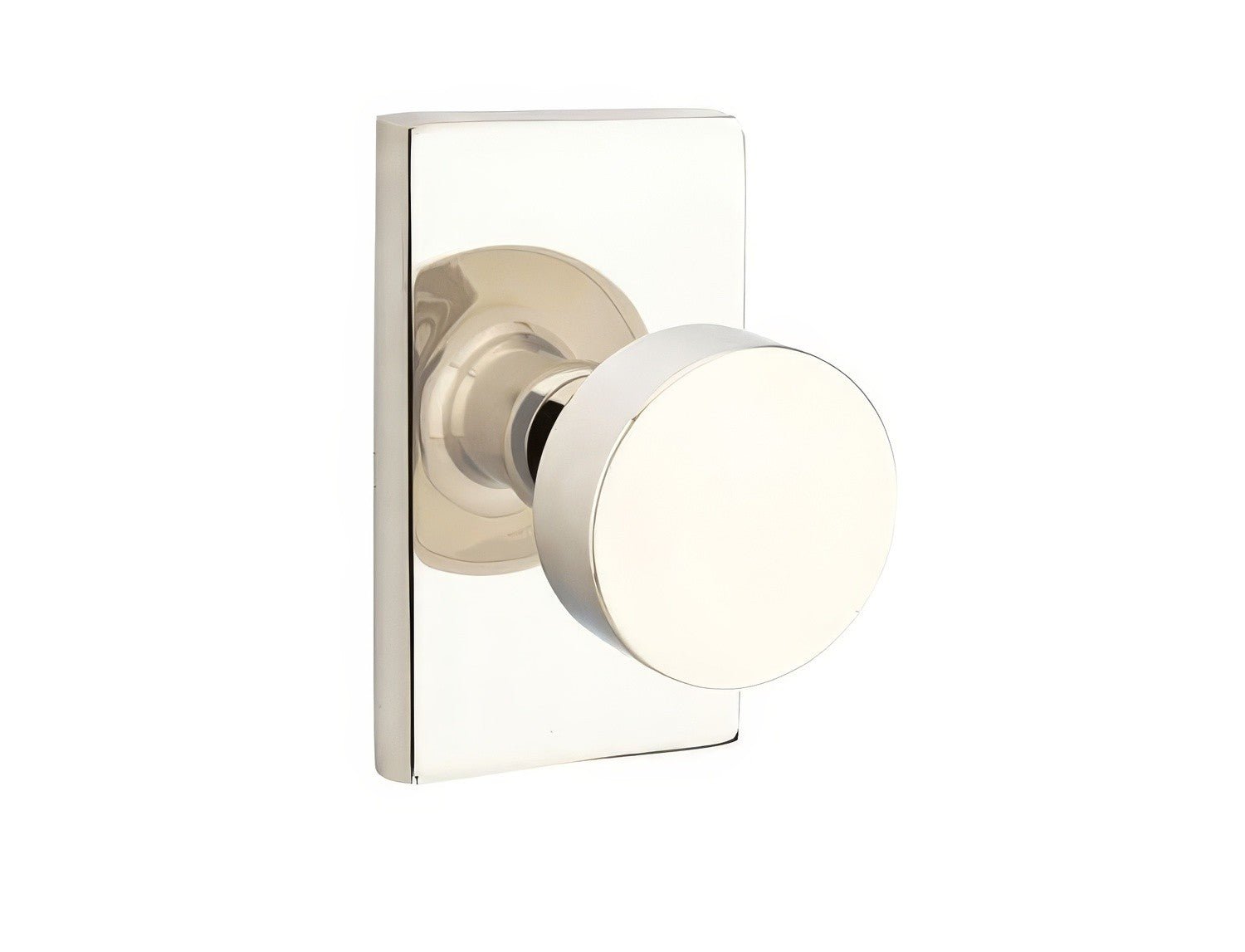 Emtek 5112ROUUS Round Knob 2-3/8" Backset Passage with Modern Rectangular Rose.