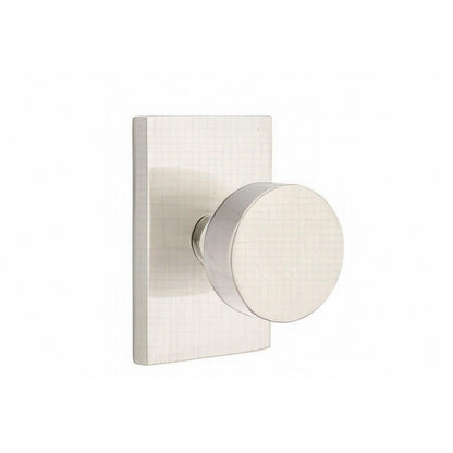 Emtek 5112ROUUS Round Knob 2-3/8" Backset Passage with Modern Rectangular Rose
