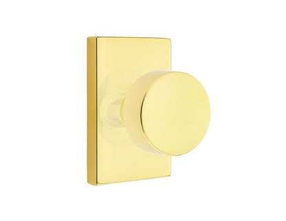 Emtek 5112ROUUS Round Knob 2-3/8" Backset Passage with Modern Rectangular Rose.