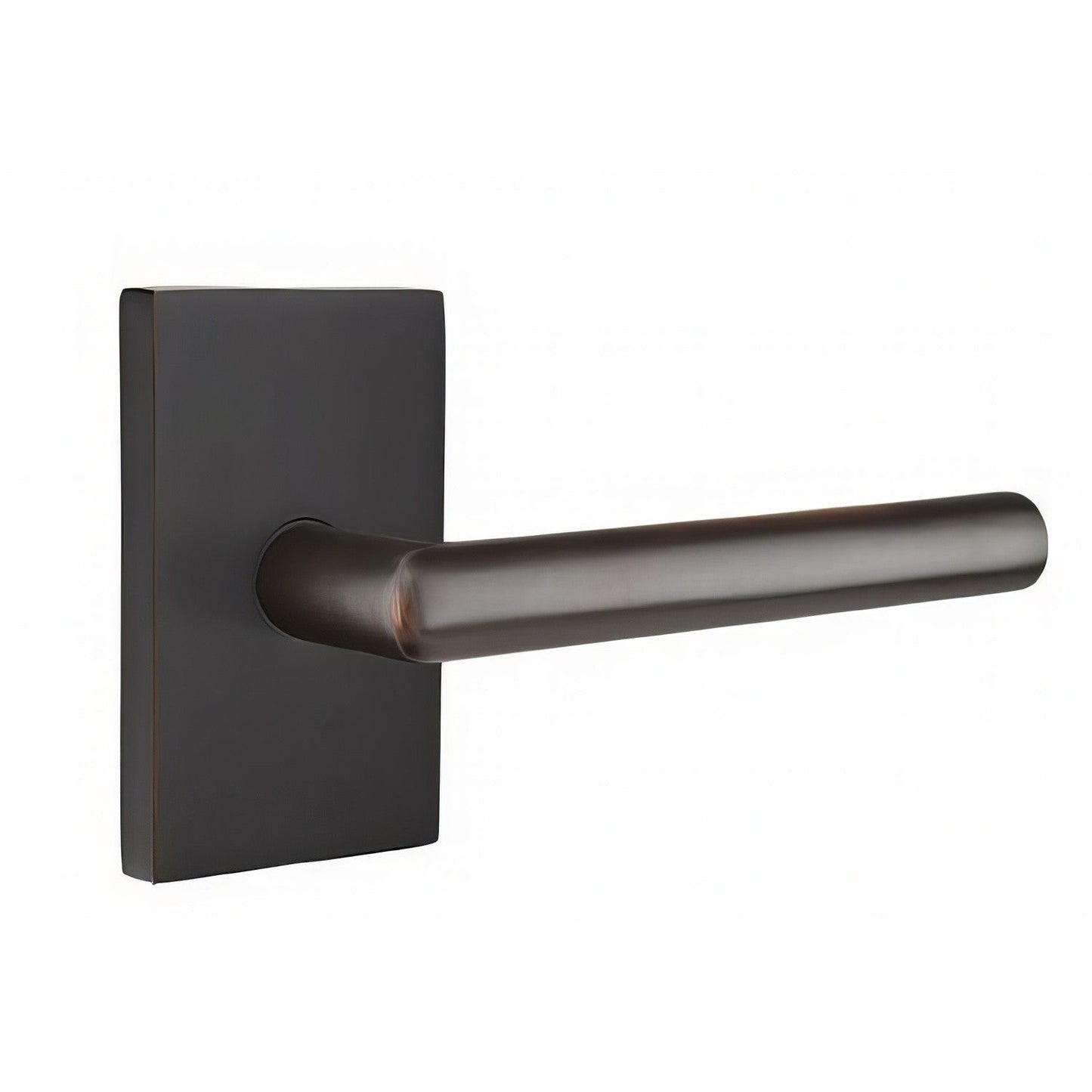 Emtek 5112STUUSLH Stuttgart Lever Left Hand 2-3/8" Backset Passage with Modern Rectangular Rose.