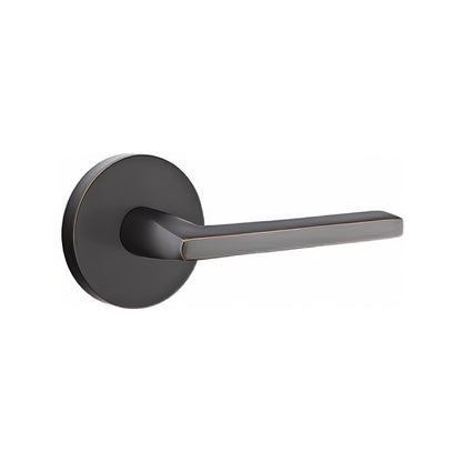Emtek 5115HLOUSLH Helios Lever Left Hand 2-3/8" and 2-3/4" Backset Keyed Entry With Disk Rose