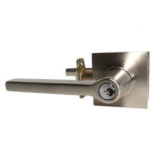 Emtek 5122HLOUS15LH.RLS Helios Lever Left Hand 2-3/8" and 2-3/4" Backset with Radius Latch Strike Keyed Entry with Square Rose for 1-3/8" to 2-1/16" Door Satin Nickel Finish.