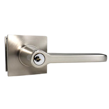 Emtek 5122HLOUS15RH.RLS Helios Lever Right Hand 2-3/8" and 2-3/4" Backset with Radius Latch Strike Keyed Entry with Square Rose for 1-3/8" to 2-1/16" Door Satin Nickel Finish.