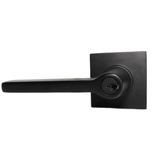 Emtek 5122HLOUS19LH.RLS Helios Lever Left Hand 2-3/8" and 2-3/4" Backset with Radius Latch Strike Keyed Entry with Square Rose for 1-3/8" to 2-1/16" Door Flat Black Finish.