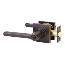 Emtek 5122HLOUSLH Helios Lever Left Hand 2-3/8" and 2-3/4" Backset Keyed Entry With Square Rose.
