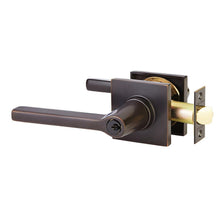 Emtek 5122HLOUSLH Helios Lever Left Hand 2-3/8" and 2-3/4" Backset Keyed Entry With Square Rose