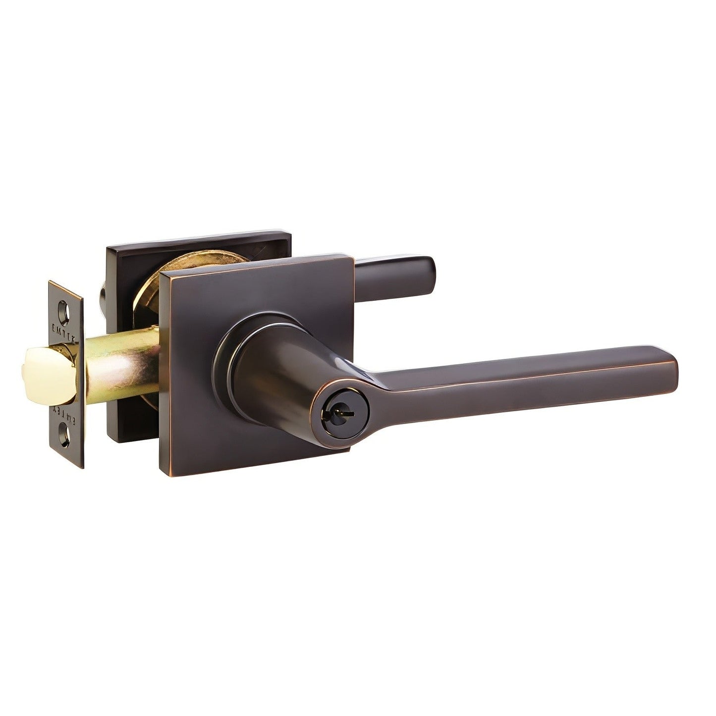 Emtek 5122HLOUSRH Helios Lever Right Hand 2-3/8" and 2-3/4" Backset Keyed Entry With Square Rose.