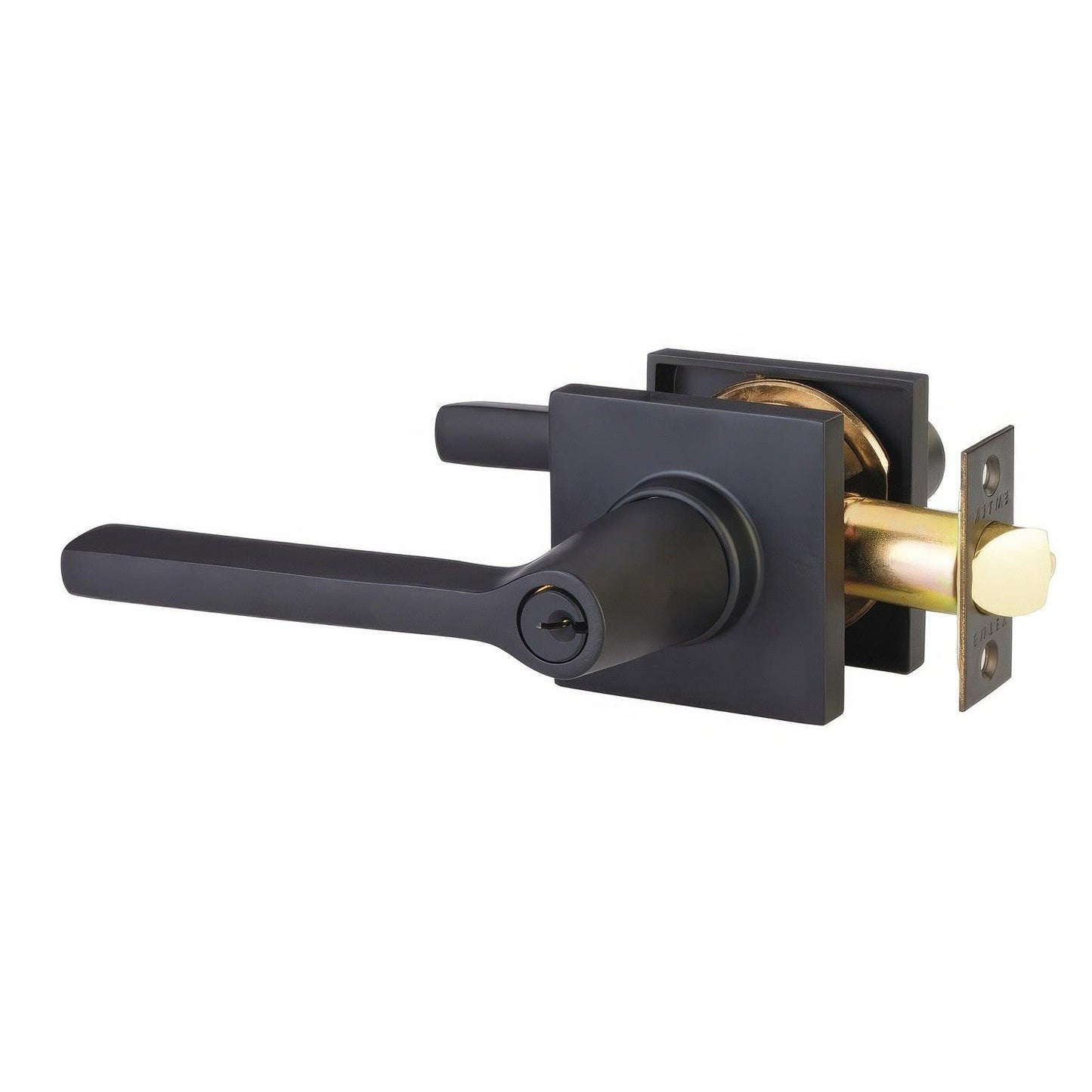 Emtek 5122HLOUSLH Helios Lever Left Hand 2-3/8" and 2-3/4" Backset Keyed Entry With Square Rose