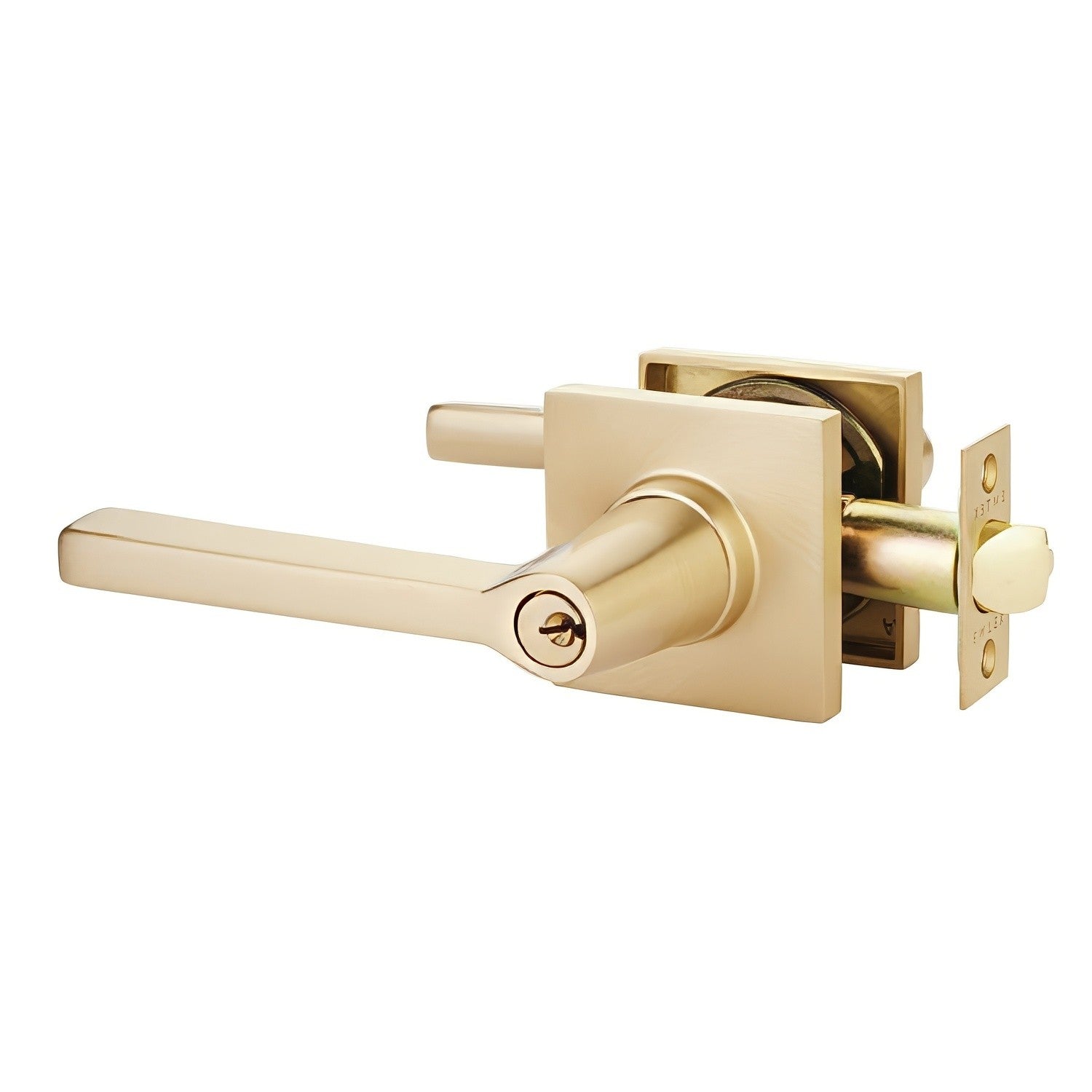 Emtek 5122HLOUSLH Helios Lever Left Hand 2-3/8" and 2-3/4" Backset Keyed Entry With Square Rose.