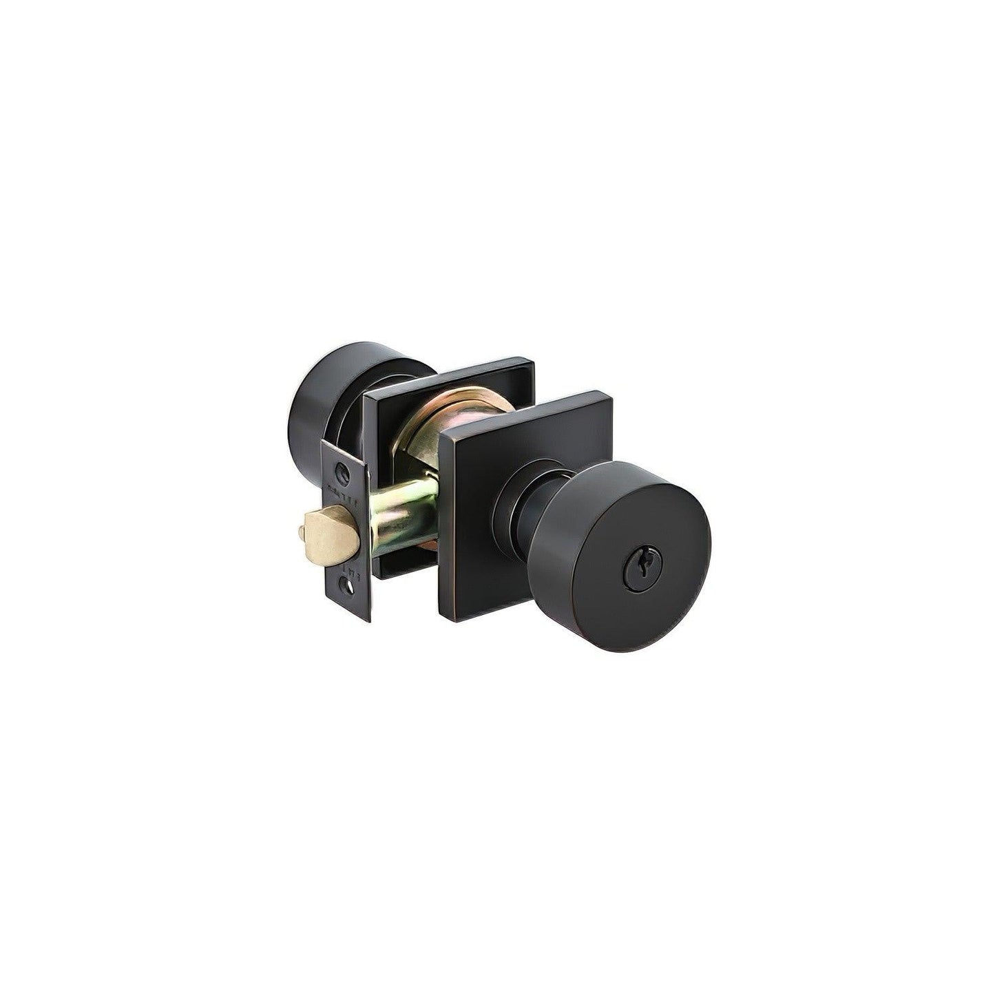 Emtek 5122ROUUS Round Knob 2-3/8" and 2-3/4" Backset Keyed Entry With Square Rose