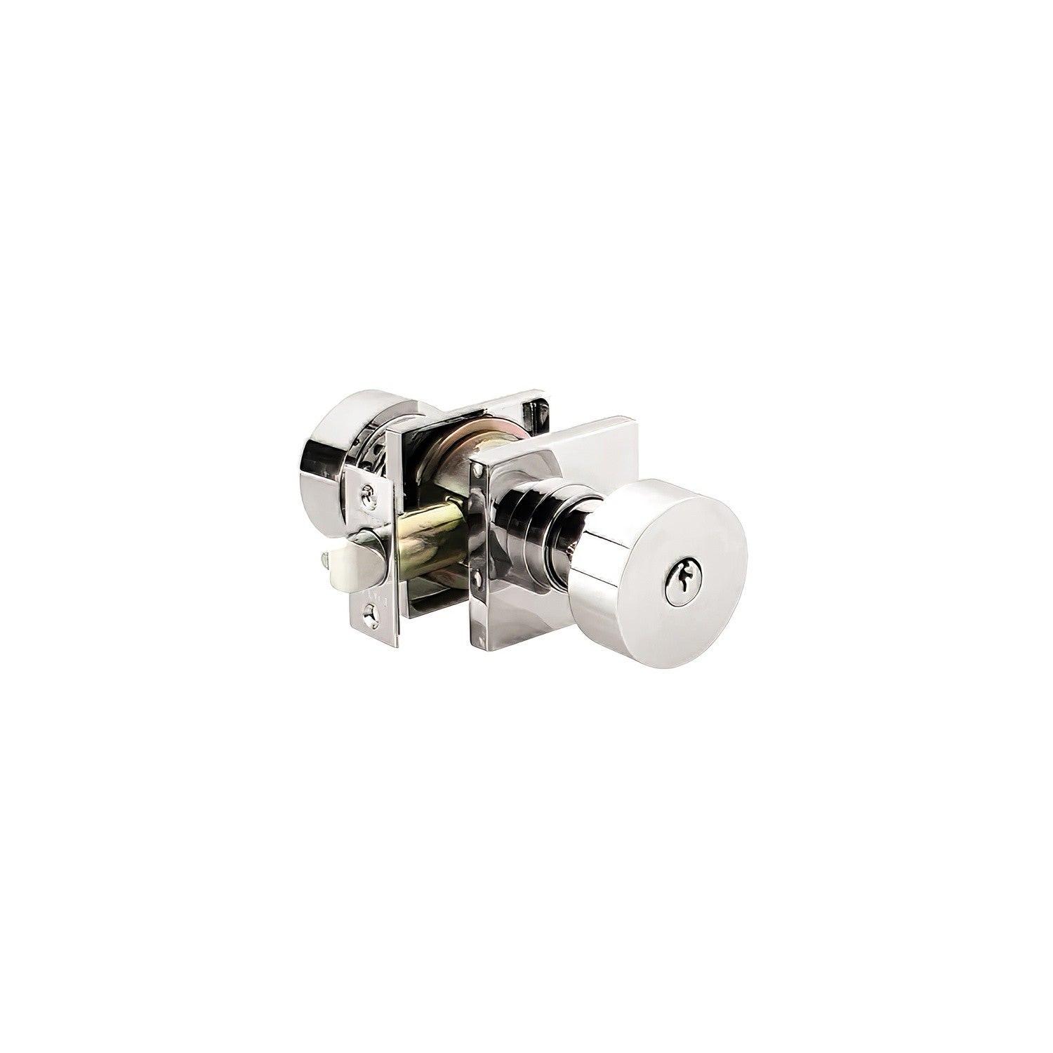 Emtek 5122ROUUS Round Knob 2-3/8" and 2-3/4" Backset Keyed Entry With Square Rose