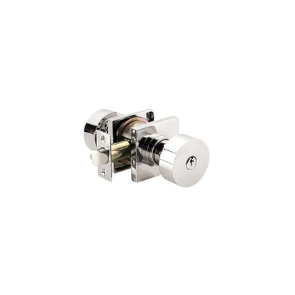Emtek 5122ROUUS Round Knob 2-3/8" and 2-3/4" Backset Keyed Entry With Square Rose