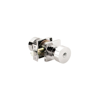 Emtek 5122ROUUS Round Knob 2-3/8" and 2-3/4" Backset Keyed Entry With Square Rose
