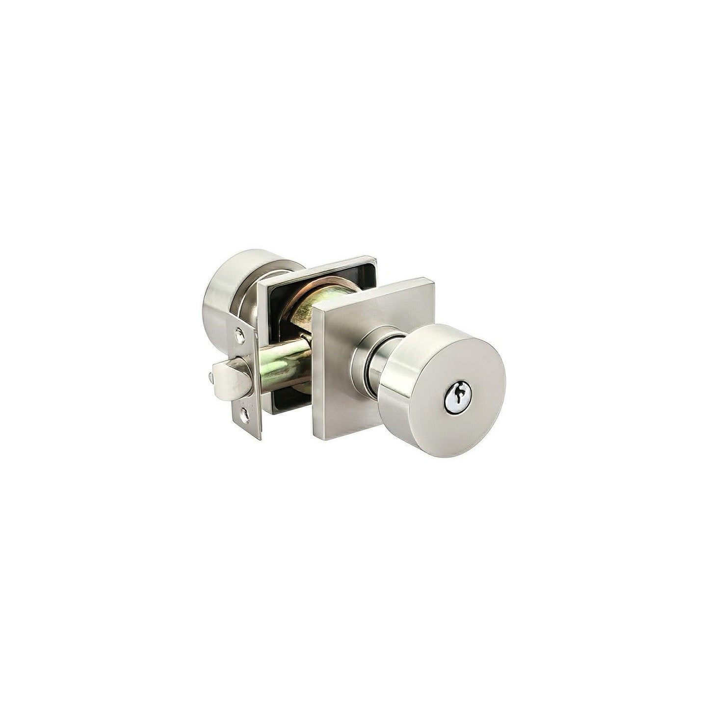 Emtek 5122ROUUS Round Knob 2-3/8" and 2-3/4" Backset Keyed Entry With Square Rose