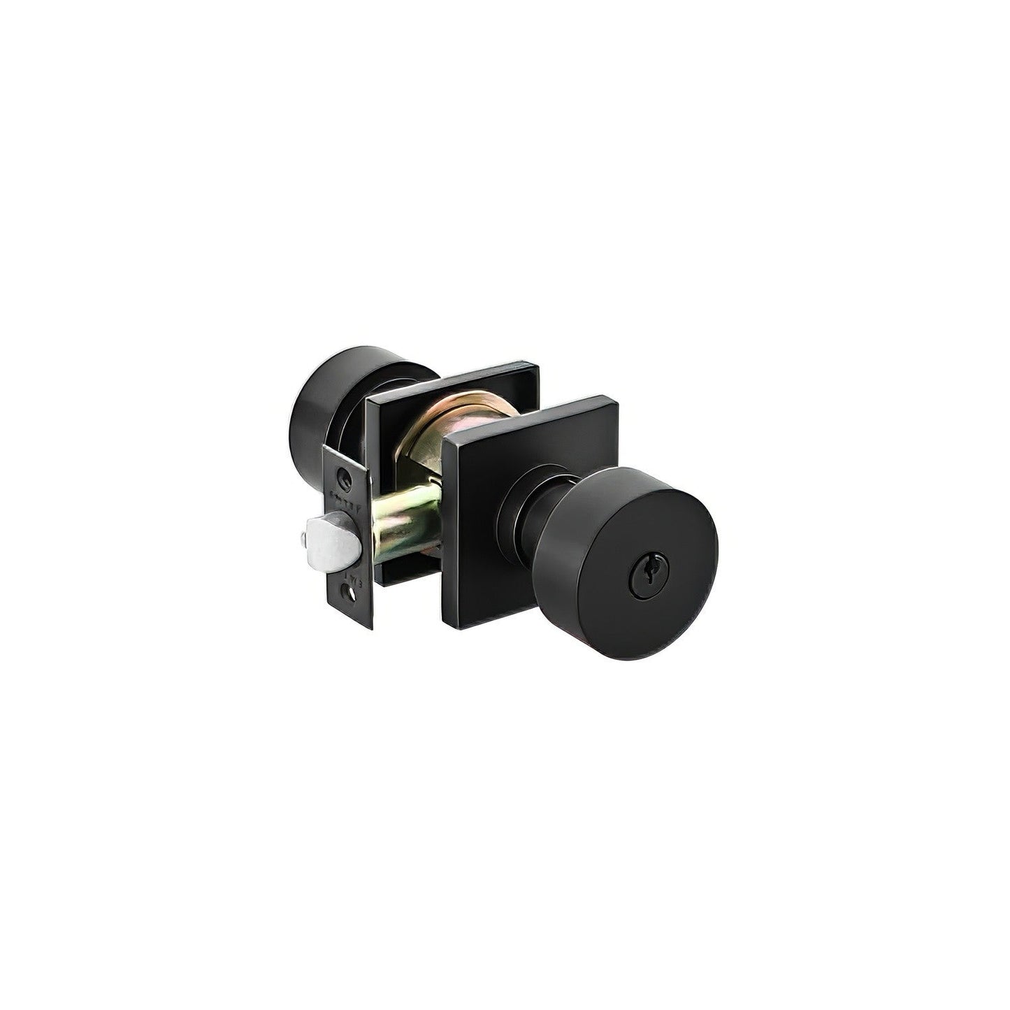 Emtek 5122ROUUS Round Knob 2-3/8" and 2-3/4" Backset Keyed Entry With Square Rose