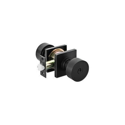 Emtek 5122ROUUS Round Knob 2-3/8" and 2-3/4" Backset Keyed Entry With Square Rose