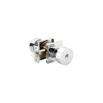Emtek 5122ROUUS Round Knob 2-3/8" and 2-3/4" Backset Keyed Entry With Square Rose