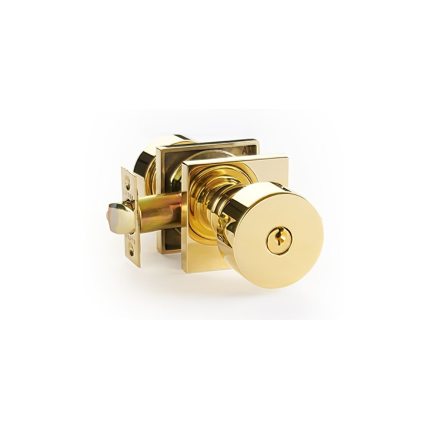 Emtek 5122ROUUS Round Knob 2-3/8" and 2-3/4" Backset Keyed Entry With Square Rose