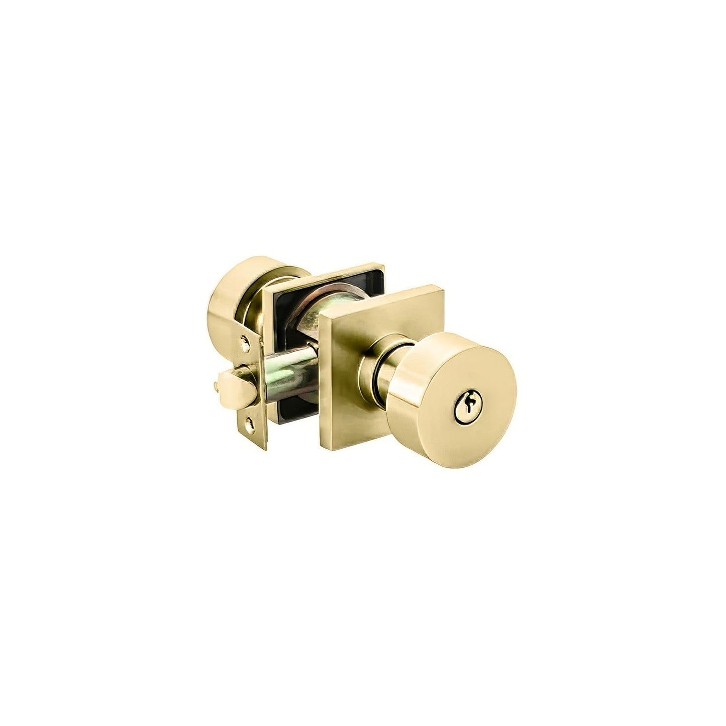 Emtek 5122ROUUS Round Knob 2-3/8" and 2-3/4" Backset Keyed Entry With Square Rose