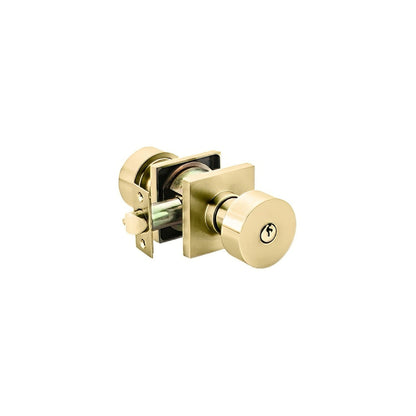 Emtek 5122ROUUS Round Knob 2-3/8" and 2-3/4" Backset Keyed Entry With Square Rose