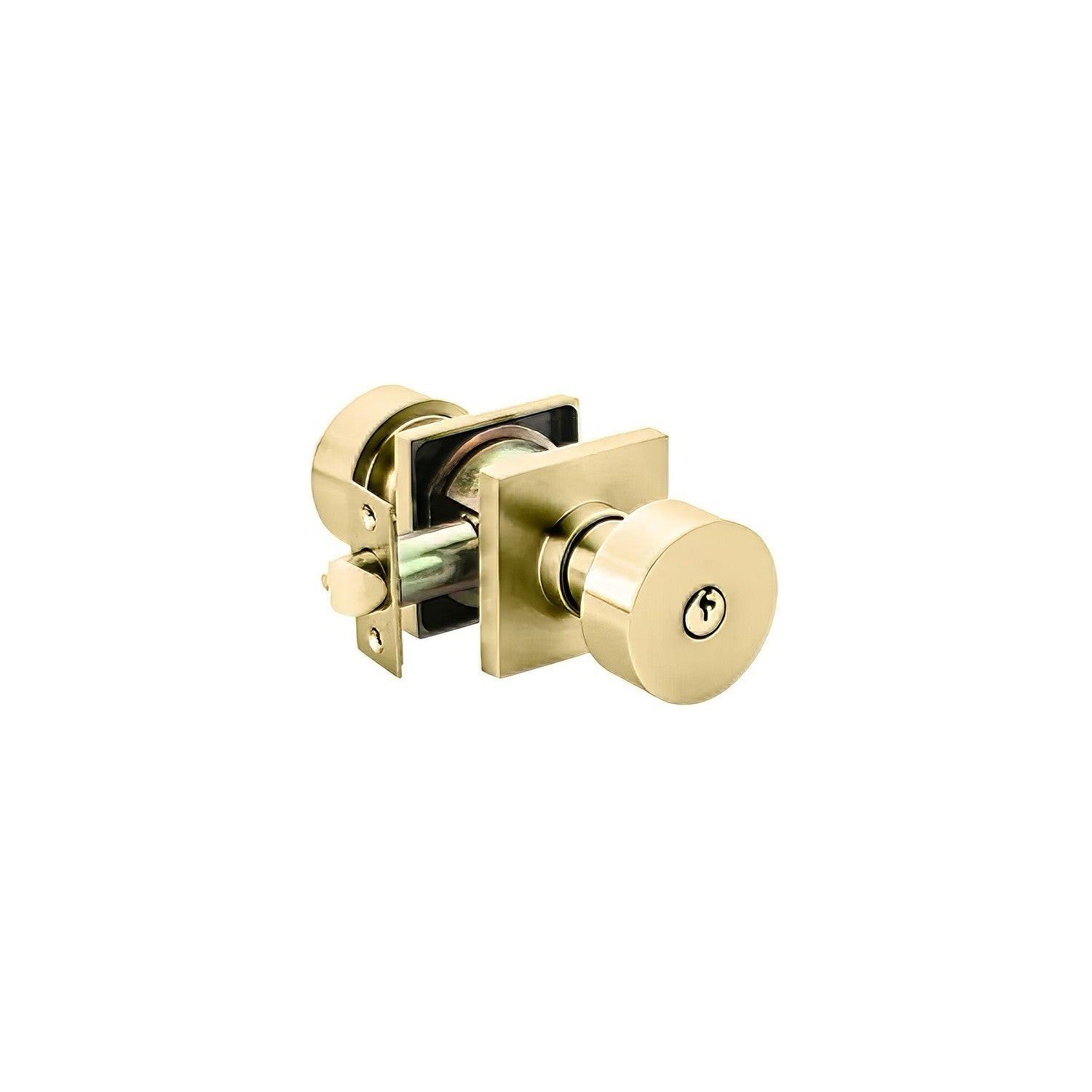 Emtek 5122ROUUS Round Knob 2-3/8" and 2-3/4" Backset Keyed Entry With Square Rose
