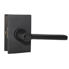 Emtek 5123HLOUS19RH.RLS Helios Lever Right Hand 2-3/8" and 2-3/4" Backset with Radius Latch Strike Keyed Entry with Modern Rectangular Rose for 1-3/8" to 2-1/16" Door Flat Black Finish.