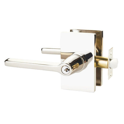 Emtek 5123HLOUSLH Helios Lever Left Hand 2-3/8" Backset Keyed Entry with Modern Rectangular Rose