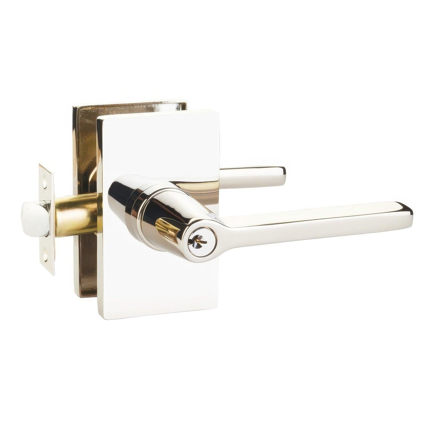 Emtek 5123HLOUSRH Helios Lever Right Hand 2-3/8" Backset Keyed Entry with Modern Rectangular Rose