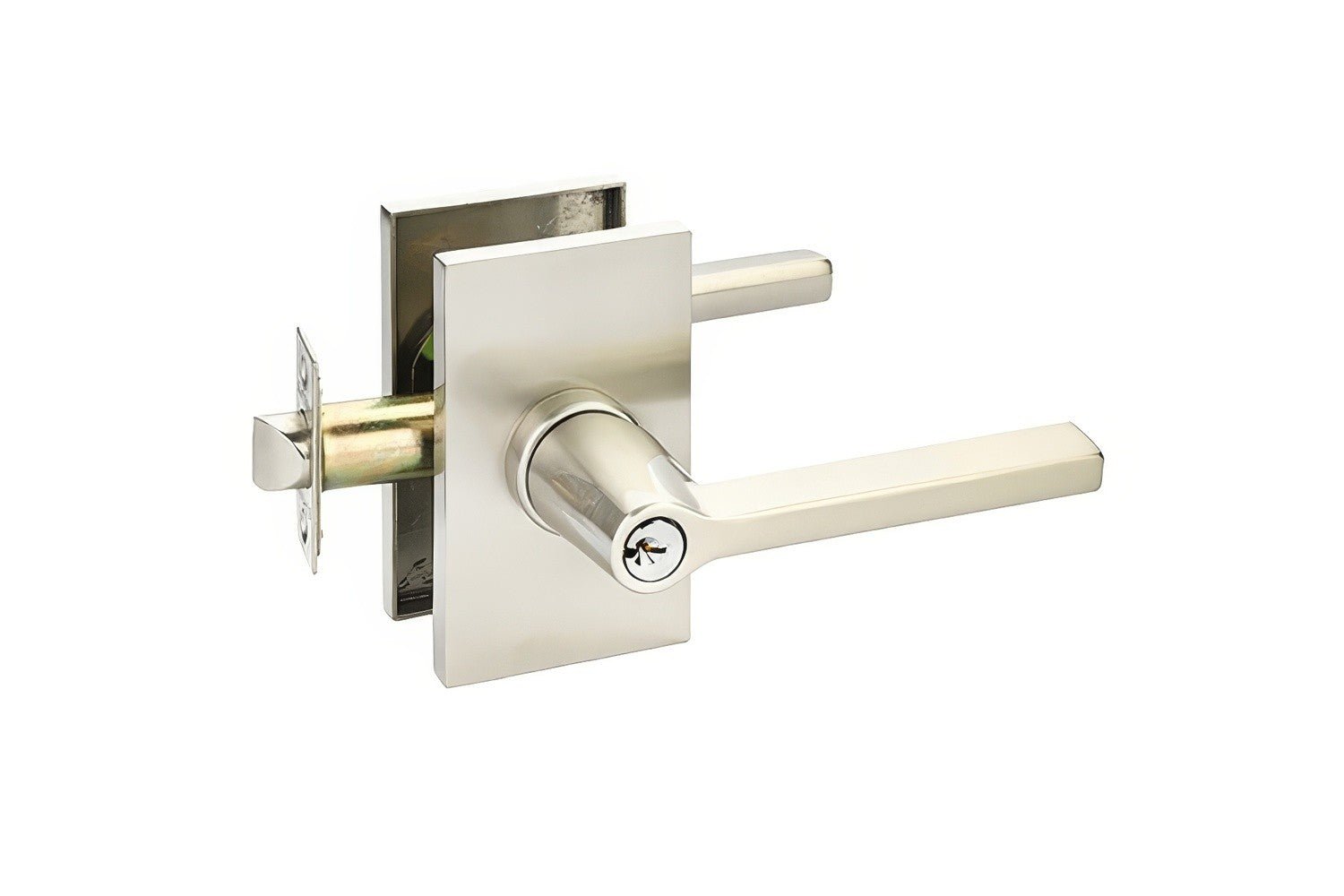 Emtek 5123HLOUSRH Helios Lever Right Hand 2-3/8" Backset Keyed Entry with Modern Rectangular Rose