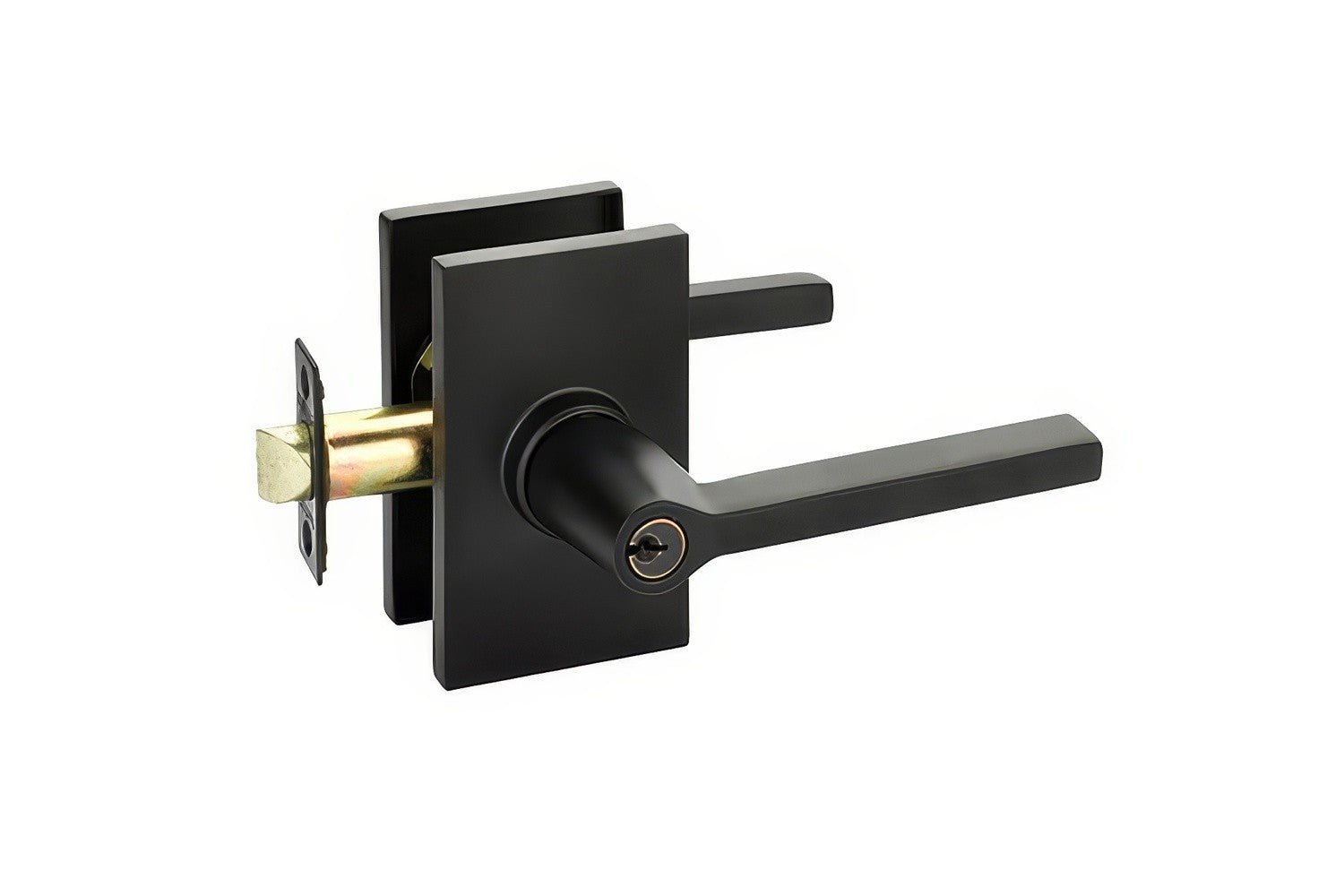 Emtek 5123HLOUSRH Helios Lever Right Hand 2-3/8" Backset Keyed Entry with Modern Rectangular Rose