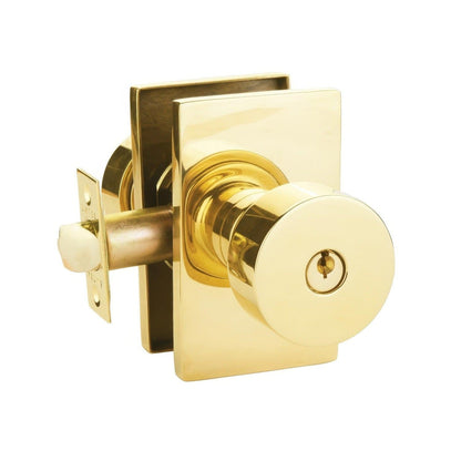 Emtek 5123ROUUS Round Knob 2-3/8" Backset Keyed Entry with Modern Rectangular Rose