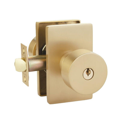 Emtek 5123ROUUS Round Knob 2-3/8" Backset Keyed Entry with Modern Rectangular Rose