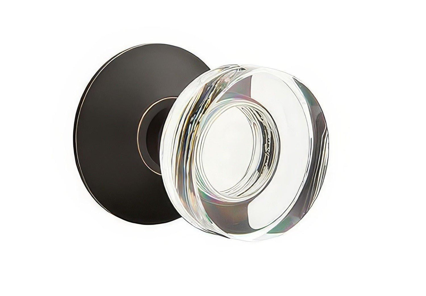 Emtek 5207MDCUS Modern Disc Crystal Knob 2-3/8" Backset Privacy with Modern Rose