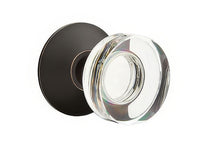 Emtek 5207MDCUS Modern Disc Crystal Knob 2-3/8" Backset Privacy with Modern Rose.