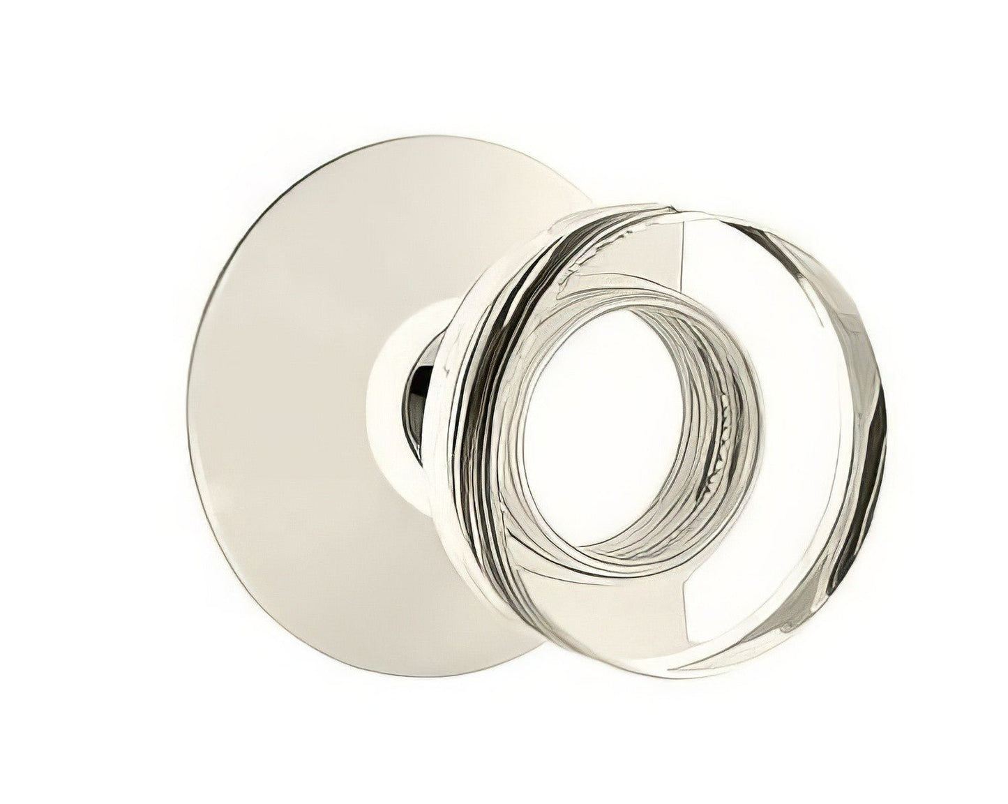 Emtek 5207MDCUS Modern Disc Crystal Knob 2-3/8" Backset Privacy with Modern Rose.