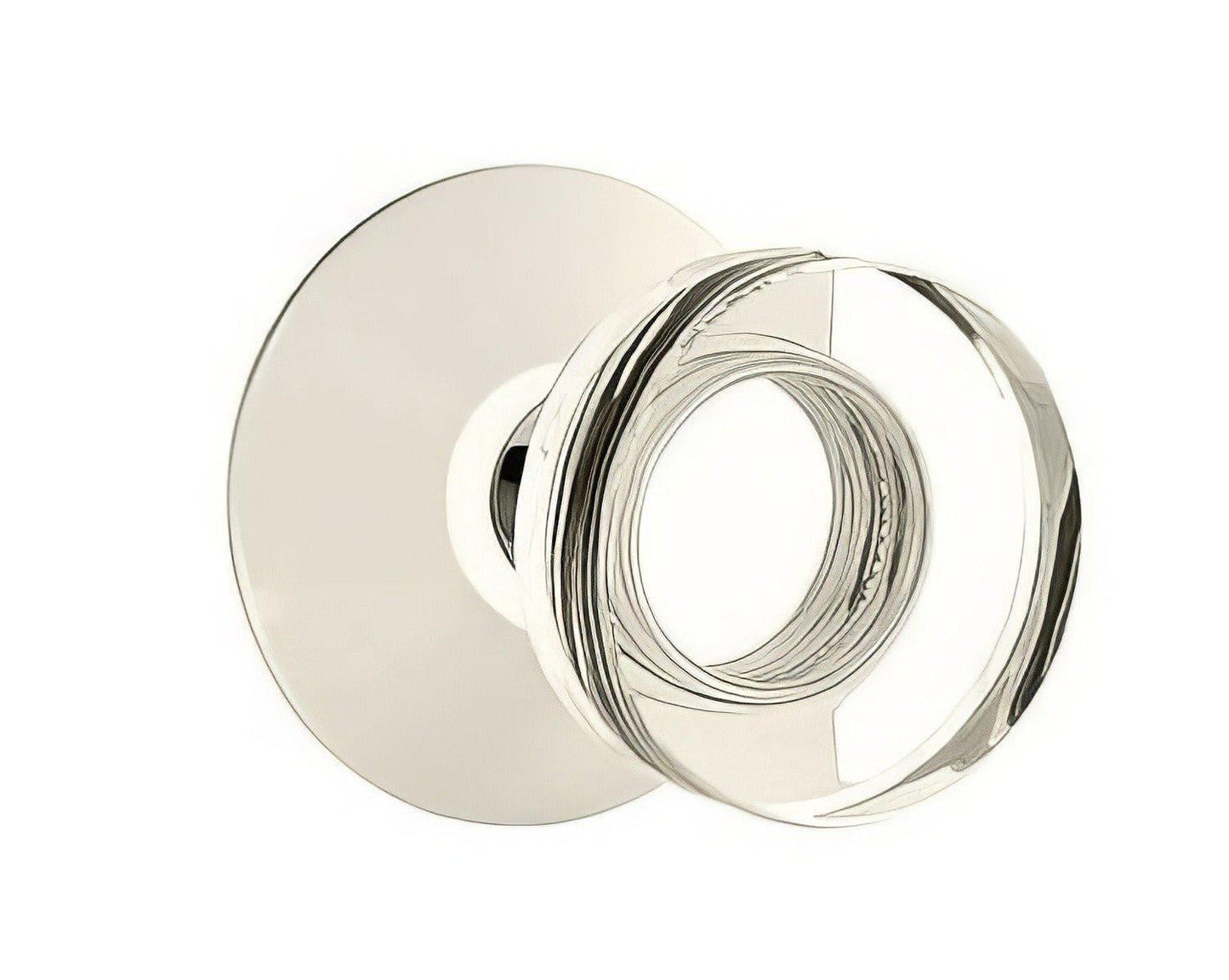 Emtek 5207MDCUS Modern Disc Crystal Knob 2-3/8" Backset Privacy with Modern Rose