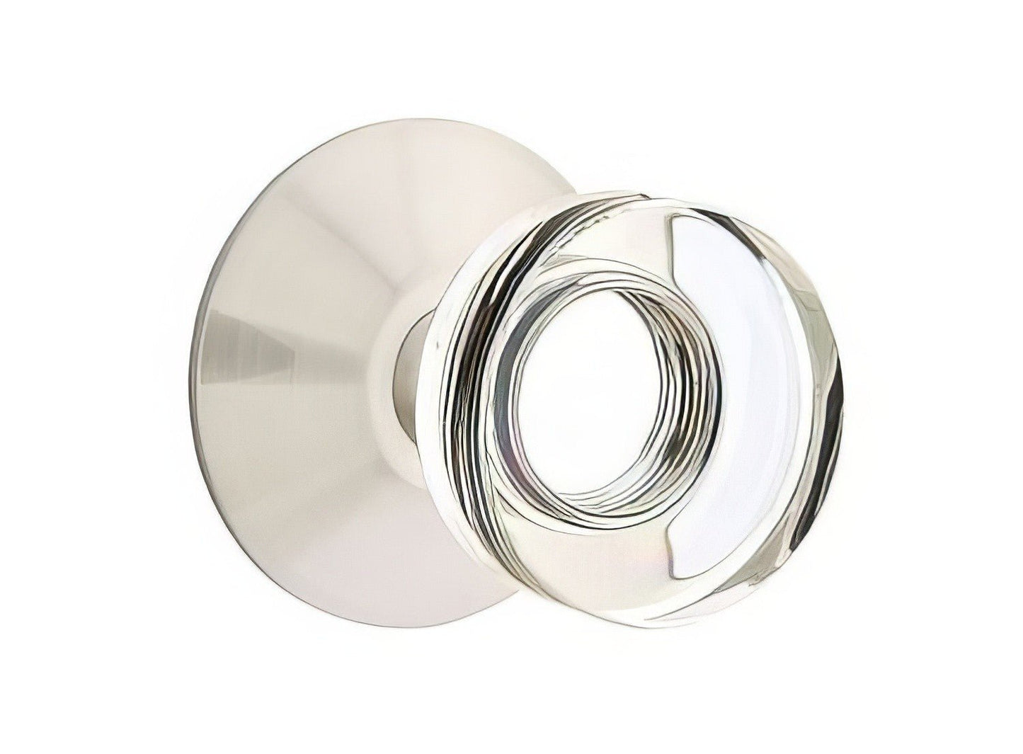 Emtek 5207MDCUS Modern Disc Crystal Knob 2-3/8" Backset Privacy with Modern Rose.