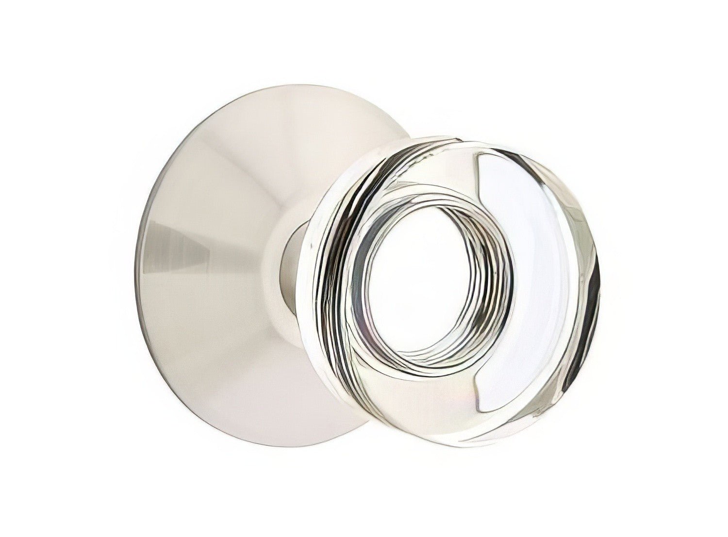 Emtek 5207MDCUS Modern Disc Crystal Knob 2-3/8" Backset Privacy with Modern Rose.