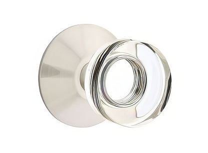 Emtek 5207MDCUS Modern Disc Crystal Knob 2-3/8" Backset Privacy with Modern Rose.