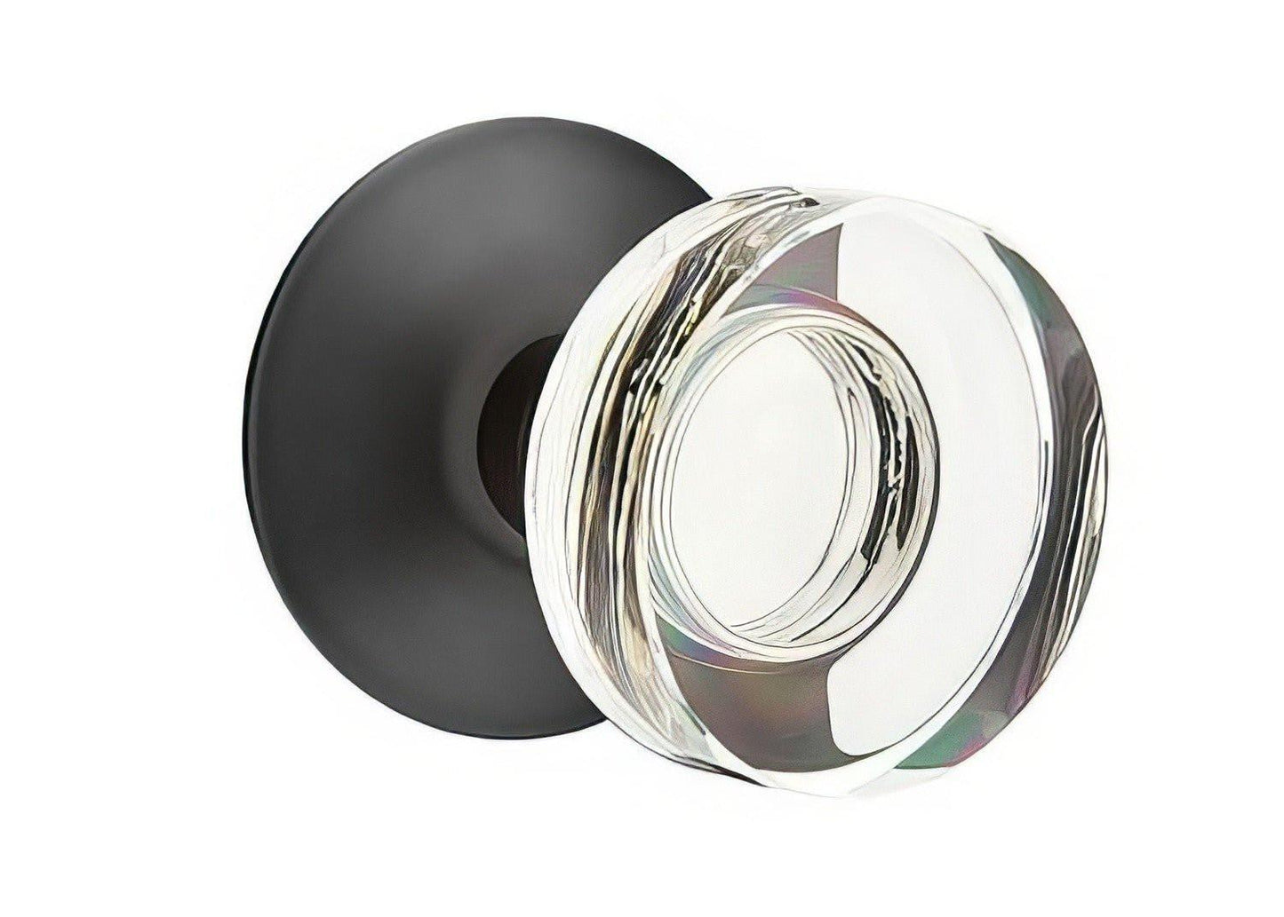 Emtek 5207MDCUS Modern Disc Crystal Knob 2-3/8" Backset Privacy with Modern Rose